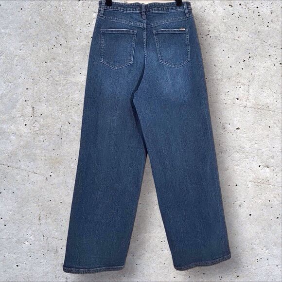 Anne Klein Wide Leg Jeans Womens Size 8 28x30 Blue Denim High Waist - Picture 5 of 10